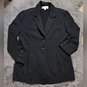 St. John vintage Midnight Blazer with Metallic Gold Tone Button Accents Size 12